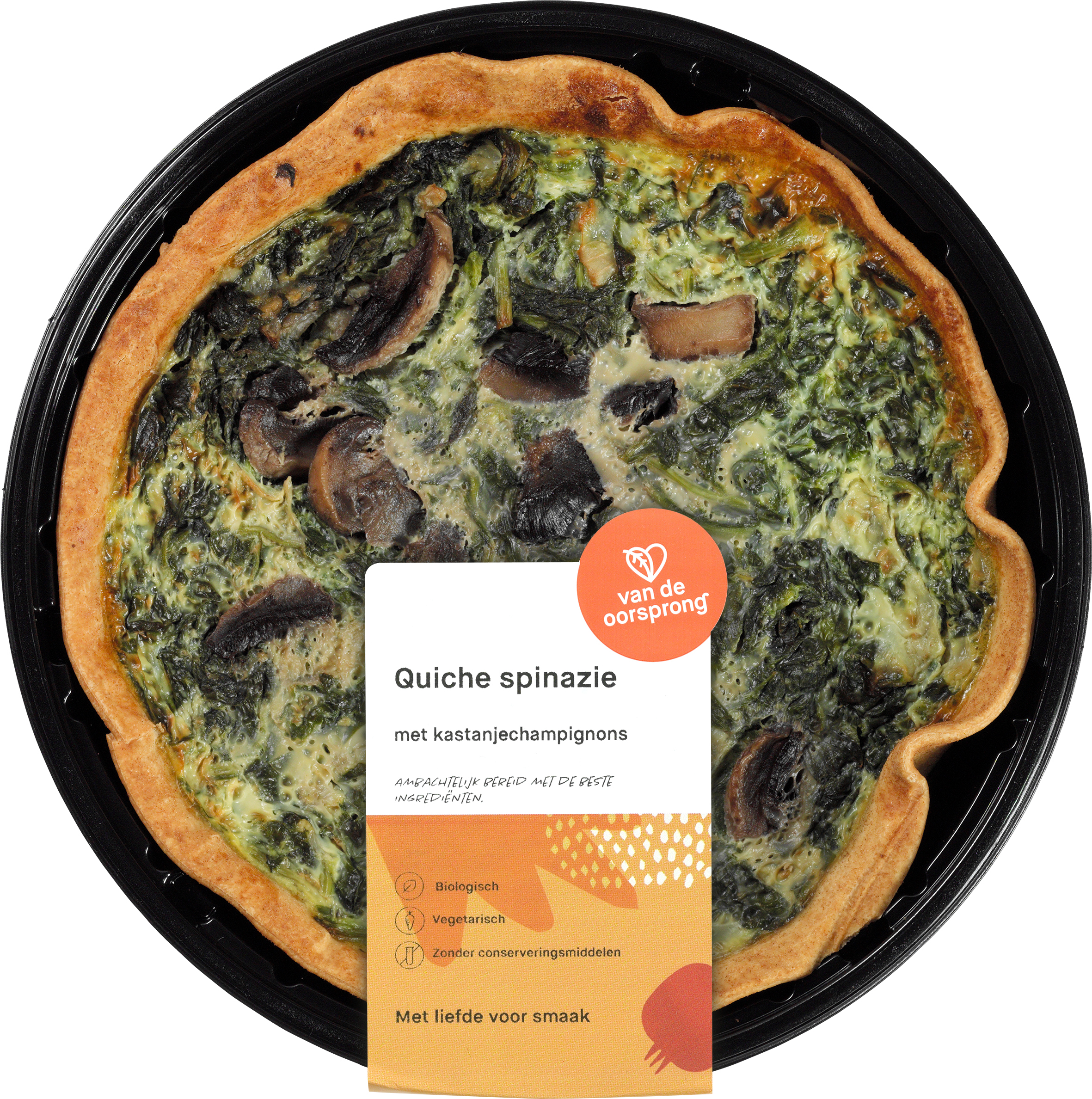 Quiche spinazie en kastanjechampignons