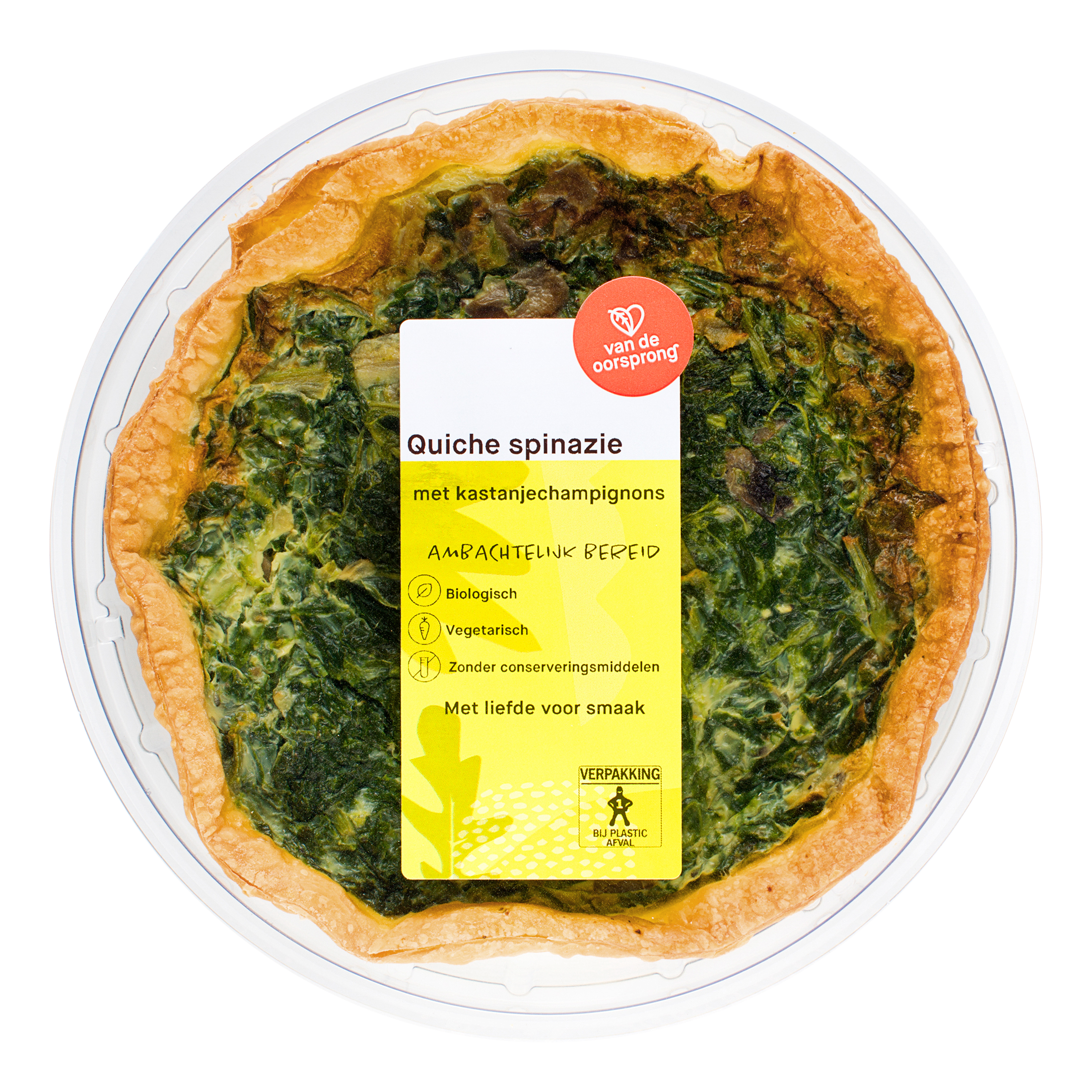 Quiche spinazie en kastanjechampignons